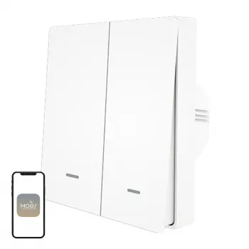 MOES ZS-B-EU2 ZigBee 2-kanavainen valokytkin, ilman nollajohdinta, valkoinen