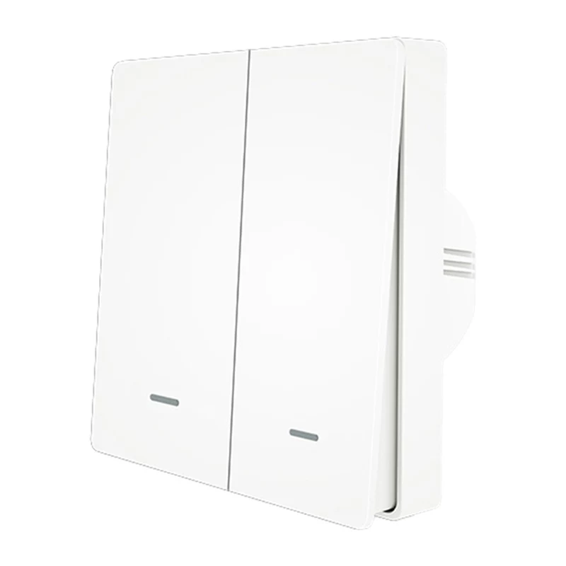 MOES ZS-B-EU2 ZigBee 2-kanavainen valokytkin, ilman nollajohdinta, valkoinen