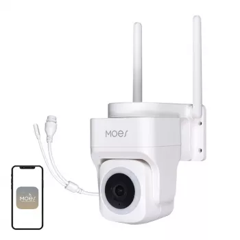 MOES WCM-B66 3MP ulko-WLAN-IP-kamera tekoälypohjaisella henkilöntunnistuksella, täysvärinen yönäkö, kääntö/kallistus, kaksisuuntainen ääni, IP66 säänkestävä