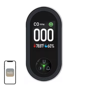 MOES S02-CO häkävaroitin, Zigbee 3.0, LCD-näyttö, 85 dB hälytys
