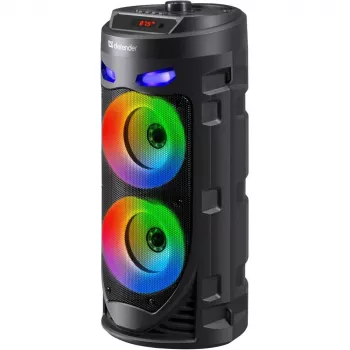 Defender CRASHBOOM 16W kannettava Bluetooth-kaiutin karaokella, FM, LED, TWS, mikrofoni ja kaukosäädin - musta