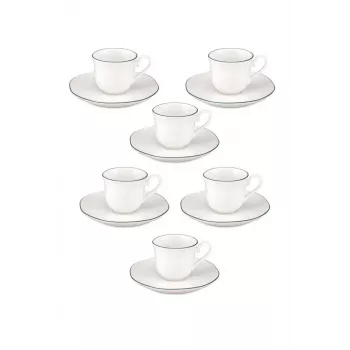 LA PORCELLANA BIANCA Teresa espressokuppisarja aluslautasineen, 90 ml, posliini, valkoinen, 12 osaa