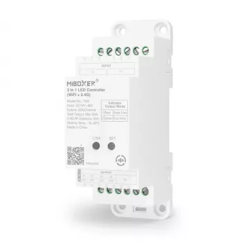 MiBoxer TW2 2-in-1 kiskoled-ohjain yksivärisille ja CCT-LED-nauhoille, DC12/24V, WiFi + 2,4GHz RF