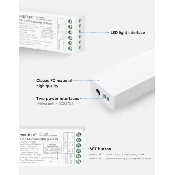 MiBoxer FUT035S+16kHz 2-in-1 Dual White LED-ohjain (DC12/24V, 2,4GHz, 16kHz värinätön)