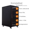 IT-BUDGET 19-verkkokaappi SRK täydellinen sarja - 27U - 600x800 mm - lasi-/umpiovi - 4 aktiivista tuuletinta - PDU - hyllyt - Flatpack - musta (90ITB19SRK2768GS)
