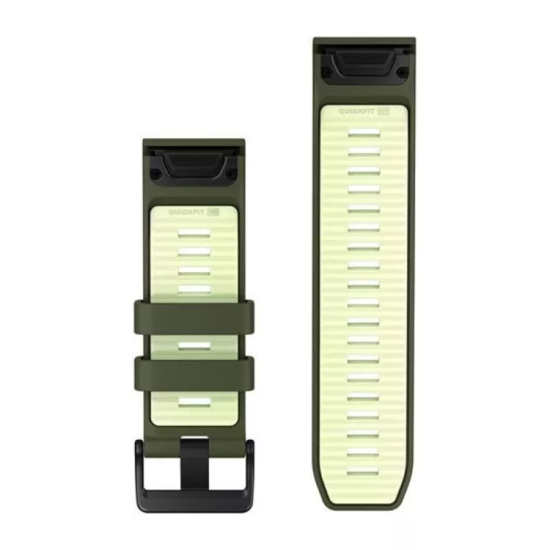 Garmin QuickFit 26 mm silikoniranneke kelloihin - Olive Drab / Lemon 010-14508-01