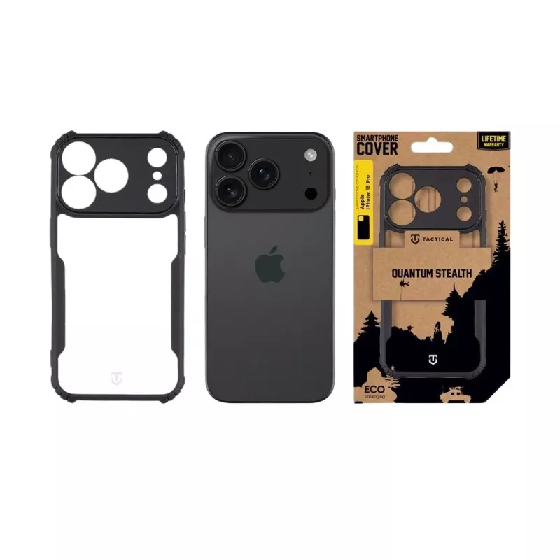 Tactical Back Cover Quantum Stealth iPhone 18 Pro läpinäkyvä/musta