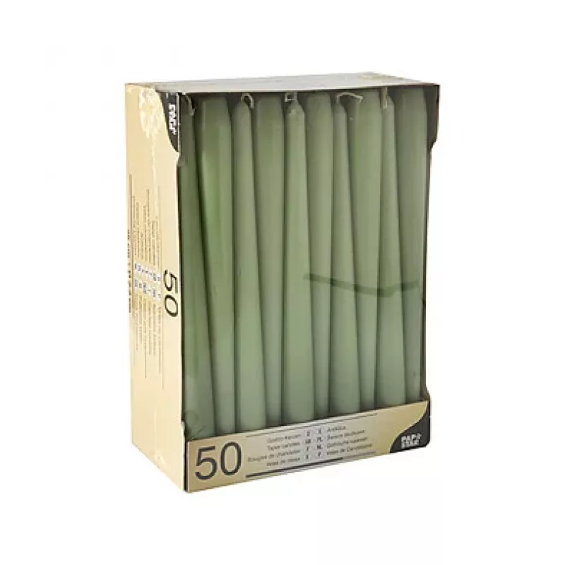 PAPSTAR Pöytäkynttilät 22 x 250 mm, jadenvihreä, 50 kpl:n pakkaus (88341)