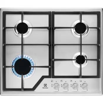 Electrolux KGS6426SX 4-polttimen kaasuliesi wok-polttimella, ruostumaton teräs