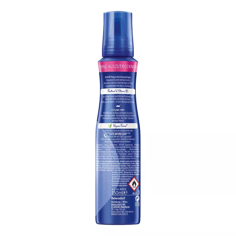 NIVEA Care & Hold muotoiluvaahto 150 ml – vahva pito, tuuheus ja hoito