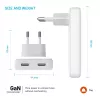 Fixed Slim 2xUSB-C matkalaturi 65W GaN PD valkoinen