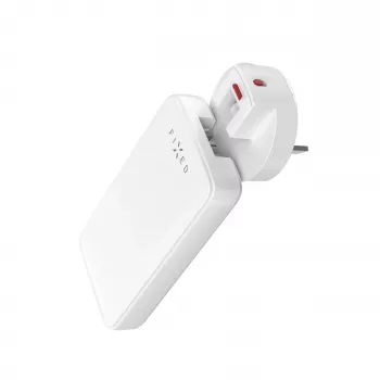 Fixed Slim Traveller 2xUSB-C -matkalaturi maailmanadaptereilla, GaN, 45W – valkoinen