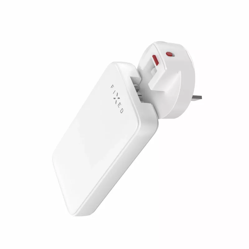 Fixed Slim Traveller 2xUSB-C -matkalaturi maailmanadaptereilla, GaN, 45W – valkoinen
