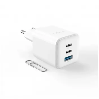 Fixed Mini 2x USB-C ja USB GaN -laturi 65W valkoinen