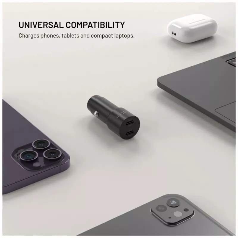 Fixed Dual-USB-C-autolaturi 65W PD 3.0