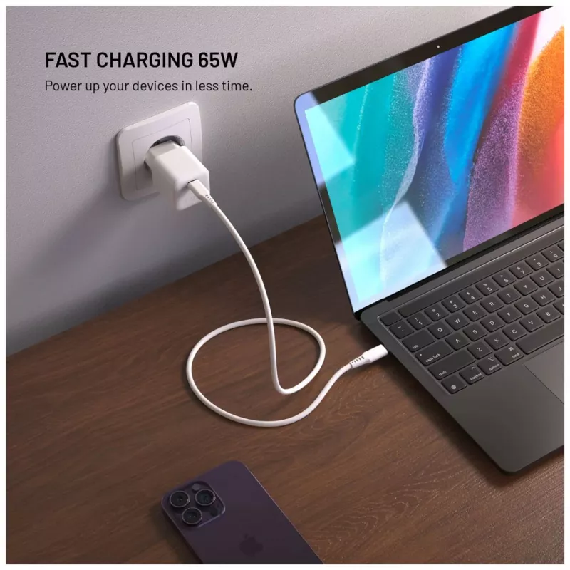 Fixed Mini-GaN-verkkolaite USB-C-lähdöllä ja PD-tuella, 65W