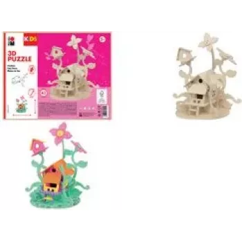 Marabu KiDS 3D-palapeli keijutalo, 43-osainen puurakennussarja, stanssattu vaneri, kokoaminen - 1 kpl 0317000000010