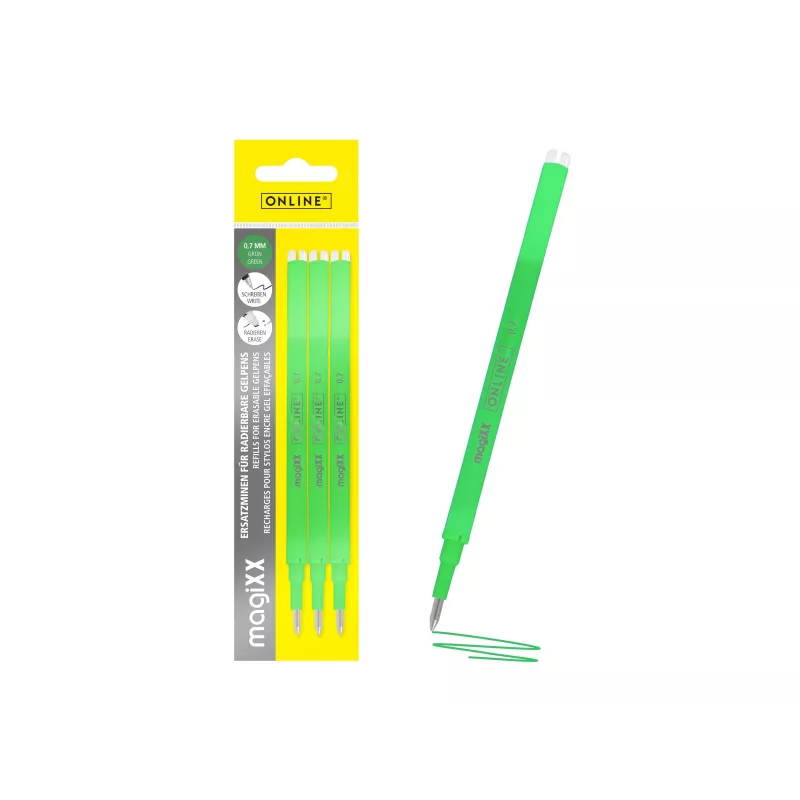 ONLINE magiXX geelikynän täyttö vihreä 0,7 mm 3 kpl (40165/3)