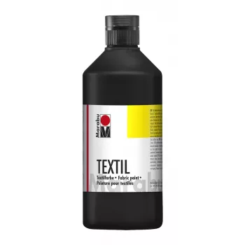 Marabu Textil tekstiiliväri, musta, 500 ml, vesipohjainen, vaaleille tekstiileille, pesunkestävä 40 °C:een 17160075073