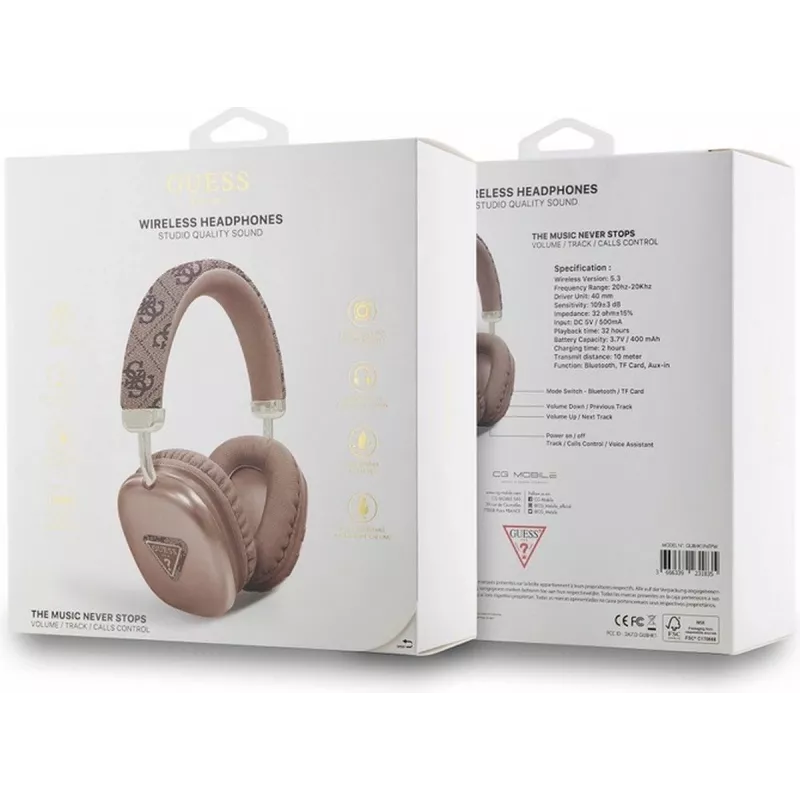 GUESS Bluetooth 5.3 -korvakuulokkeet 4G Triangle -logolla, ruskea