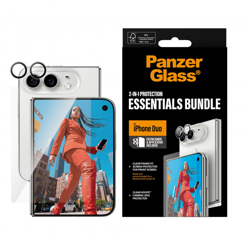 PanzerGlass 2-in-1 Essentials -paketti iPhone 15 Pro Max -puhelimelle