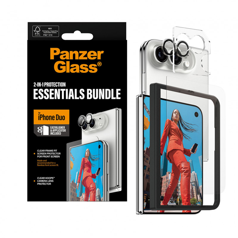 PanzerGlass 2-in-1 Essentials -paketti iPhone 15 Pro Max -puhelimelle