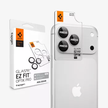 Spigen Optik Pro GLAS.tR EZ FIT kameraobjektiivin suojalasi 2 kpl:n pakkaus iPhone 18 Pro / 18 Pro Max - hopea