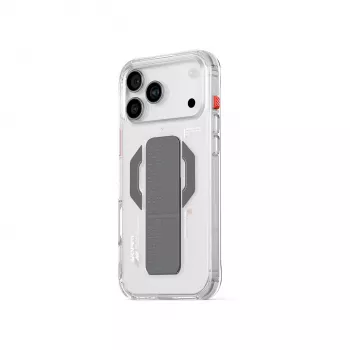 Skinarma Haxa magneettilataus + Grip Stand -läpinäkyvä kotelo iPhone 17 Pro