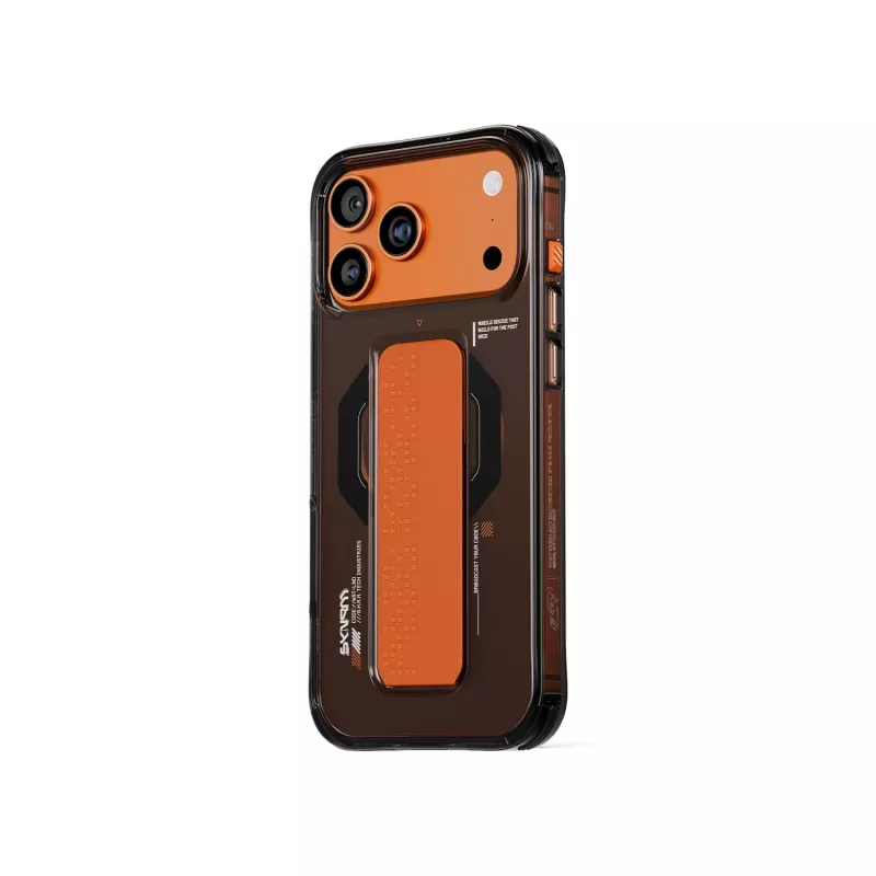 Skinarma Haxa -kotelo iPhone 17 Pro Max, magneettilataus + Grip-Stand, grafiitti