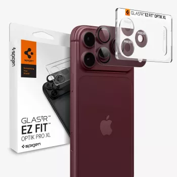 Spigen Optik Pro XL GLAS.TR EZ Fit kameraobjektiivin suojalasi iPhone 18 Pro Max – Dark Cherry