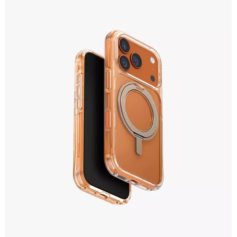 UNIQ Swivix kotelo iPhone 17 Pro -mallille 360° käännettävällä jalalla, läpinäkyvä
