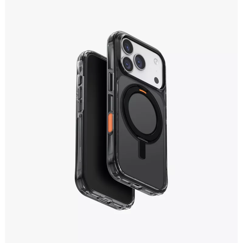UNIQ Swivix kotelo iPhone 17 Pro -mallille 360° käännettävällä jalalla, läpinäkyvä