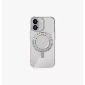 UNIQ Swivix -kotelo iPhone 17:lle 360° käännettävällä jalustalla, läpinäkyvä