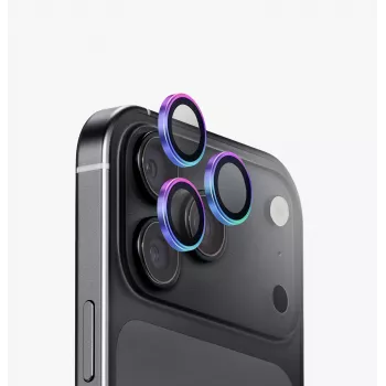 UNIQ Optix Aluguard (DX2) kameraobjektiivin suojus iPhone 18 Pro / iPhone 18 Pro Maxille – irisoiva asennustyökalulla