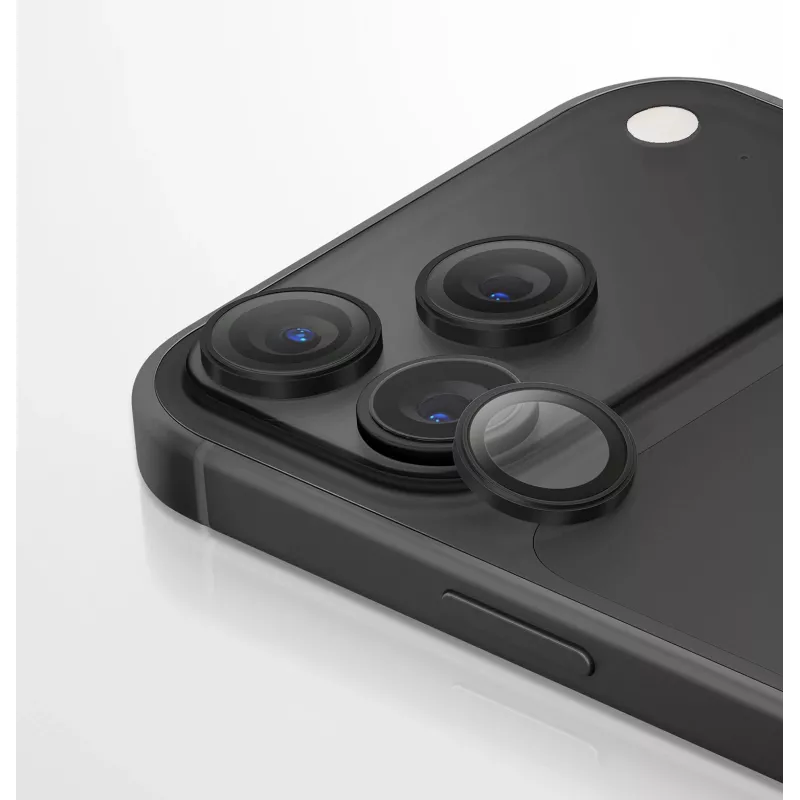 UNIQ Optix Aluguard (DX2) kameraobjektiivin suojus iPhone 18 Pro / iPhone 18 Pro Maxille – musta asennustyökalulla