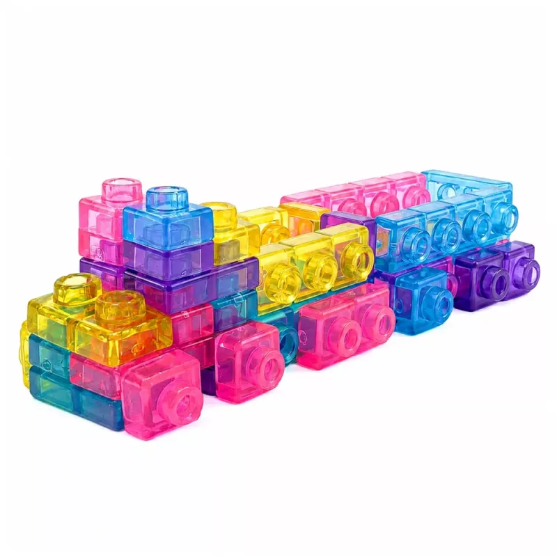 LEAN TOYS kumiset rakennuspalikat, joustava rakentelu, läpinäkyvä värillinen, 20 kpl