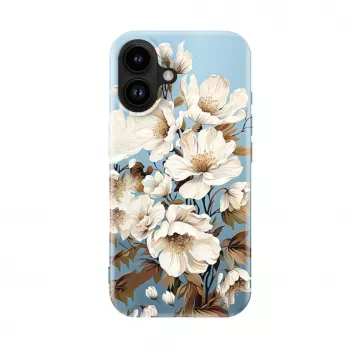 Evelatus Apple iPhone 16 Slim Shell MagSafe-yhteensopiva – mukautettu painatus Flower Blue