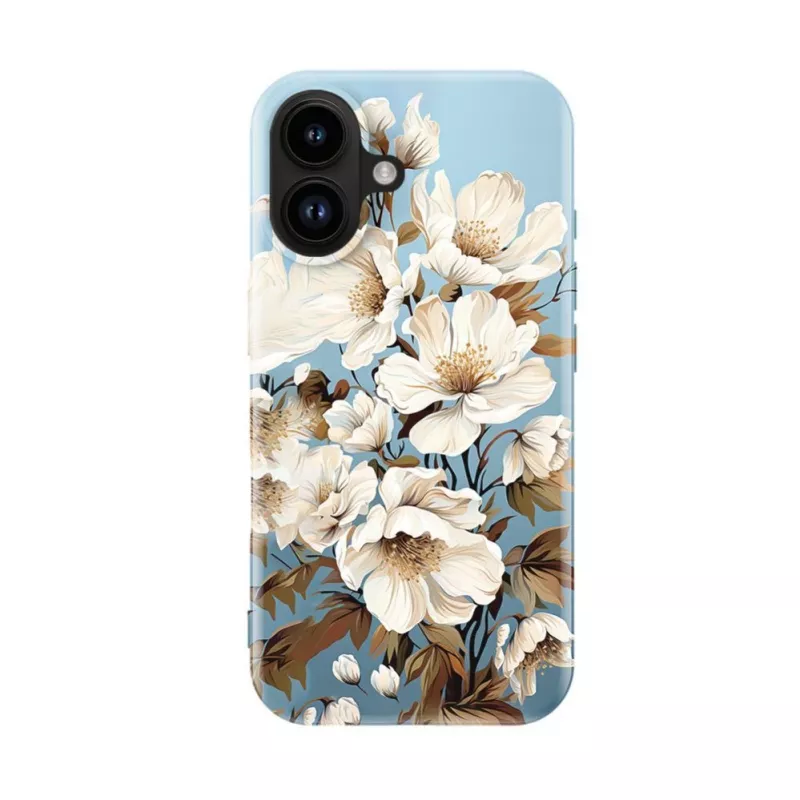 Evelatus Apple iPhone 16 Slim Shell MagSafe-yhteensopiva – mukautettu painatus Flower Blue