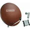 SCHWAIGER SAT-järjestelmä 80 cm 6 käyttäjää Quattro LNB (ilman kytkintä) tiilenpunainen ja 5/6-monikytkin