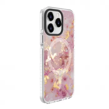 Evelatus Apple iPhone 15 Pro PC+TPU-kotelo MagSafe-yhteensopiva – marmori roosa