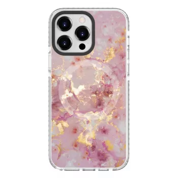 Evelatus Apple iPhone 15 Pro PC+TPU-kotelo MagSafe-yhteensopiva – marmori roosa