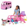 Barbie Dreamhouse Adventures nukkejen asuntoauto-leikkisetti, muuttuu 7 alueen asuntoautoksi, 60+ lisäosaa, roosa