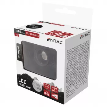 ENTAC EHL-ZH-10W-R Zoom otsalamppu ladattavalla akulla 10W liiketunnistin