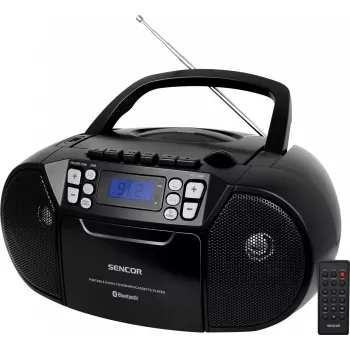 SENCOR SPT 3907B CD BT MP3 USB AUX kannettava CD-soitin Bluetoothilla ja FM-radiolla, musta