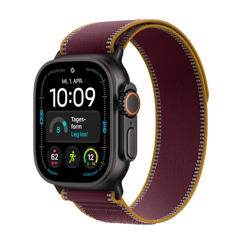 Apple Watch Ultra 4 GPS + Cellular 49 mm titaanikotelo musta Trail Loop Burgund – M/L