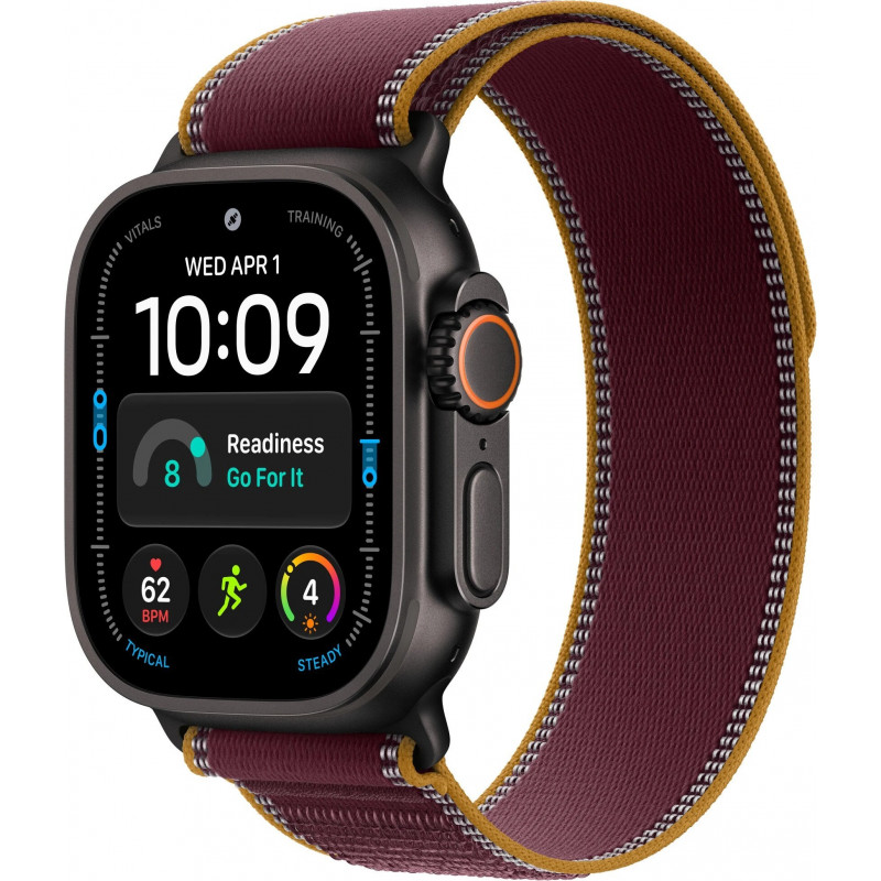 Apple Watch Ultra 4 GPS + Cellular 49 mm titaanikotelo musta Trail Loop Burgund – M/L