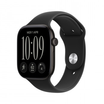 Apple Watch Series 12 GPS + Cellular 46 mm alumiinikotelo musta urheilurannake musta – M/L