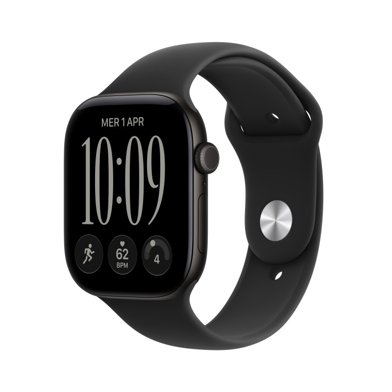 Apple Watch Series 12 GPS + Cellular 46 mm alumiinikotelo musta urheilurannake musta – M/L
