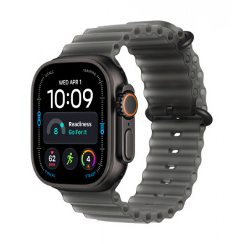 Apple Watch Ultra 4 GPS + Cellular 49 mm musta titaanikuori läpikuultavalla mustalla Ocean-rannekkeella