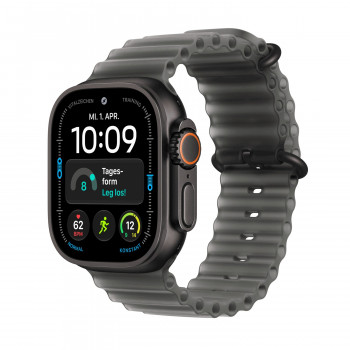 Apple Watch Ultra 4 GPS + Cellular 49 mm musta titaanikuori läpikuultavalla mustalla Ocean-rannekkeella